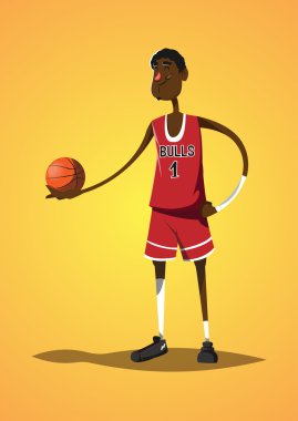 Komik vektör çizim. Basketbol oyuncusu