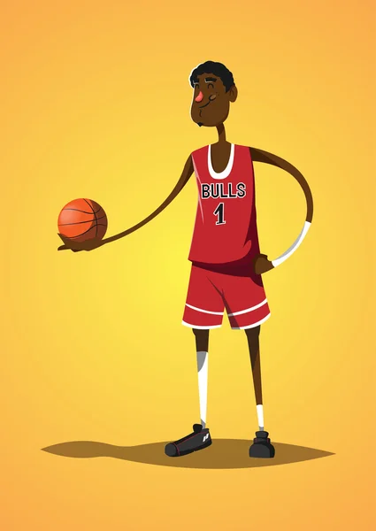 Komik vektör çizim. Basketbol oyuncusu