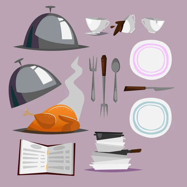 Restoran derleme. İzole vektör nesneleri