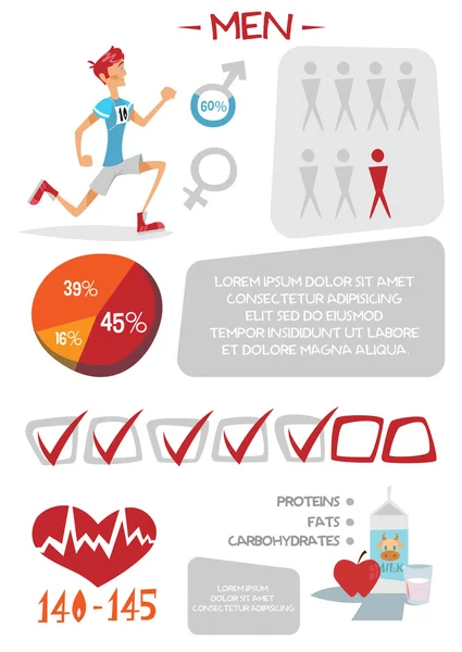 Infographic spor için. Vektör çizim. Adam çalıştıran