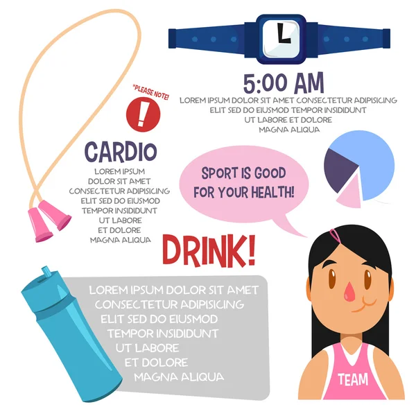 Kadınlar için spor Infographic. Vektör çizim