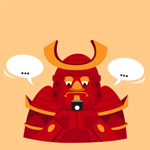 Komik vektör çizim. Samuray manifatura