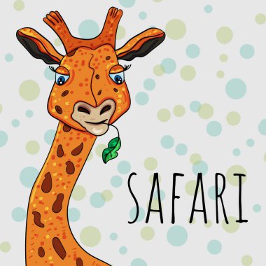 Şirin zürafa. Safari hayvanları Çocuklar için Vektör illüstrasyonu.