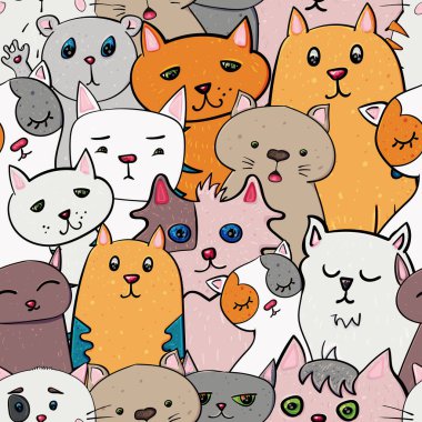 Çocuklar için Şirin Kedi Kusursuz Şekillendirmesi. Çizgi film arka planı Çocuklar için Hayvan.