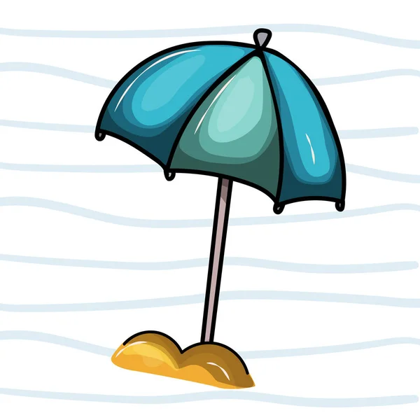 Beach Umbrella Isolated Vector Clip Art Illustration — Stock Vector