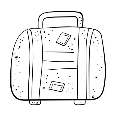 Bagaj yolculuğu. El çizimi bavul. Vektör klibi resim çizimi.