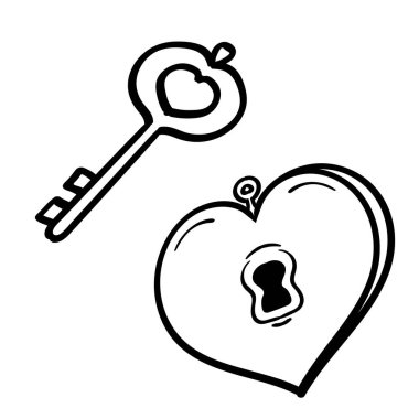 Kilit ve Anahtar El vektör çizimi