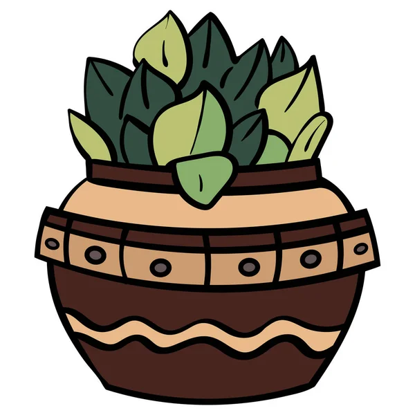 Succulent Ceramic Pot Home Roślin Przytulny Dom — Wektor stockowy