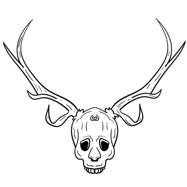Skull Wicca Halloween Tattoo Sketch — Stock Vector
