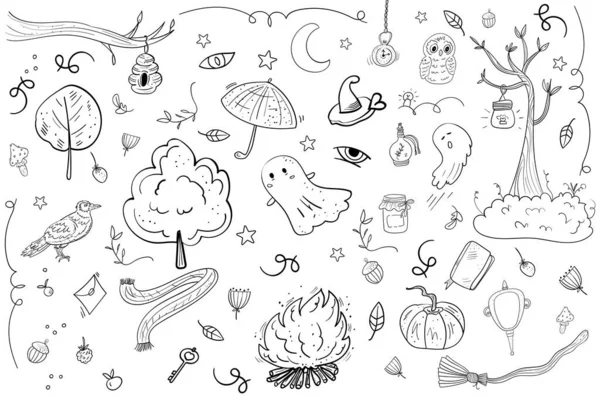 Halloween Fantômes Éléments Vectoriels Clip Art Illustration — Image vectorielle