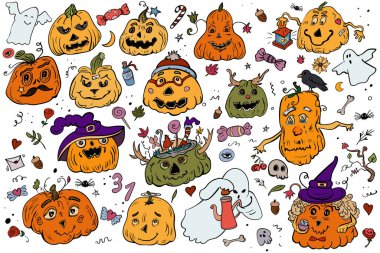 Cadılar Bayramı Balkabağı Vektör Klip Sanatı İllüstrasyonu Tatil Sembolleri