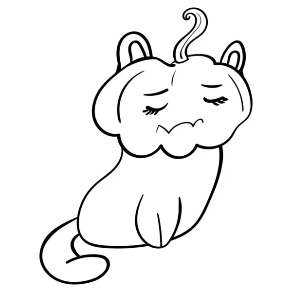 Animal Gato Lindo Con Máscara Calabaza Vector Clip Art Ilustración — Vector de stock