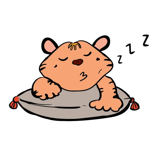 Малюк Тигр Спить Спокійна Ілюстрація Малюнків — стоковий вектор