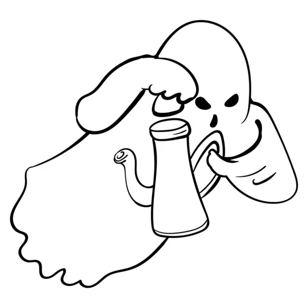 Ghost Zve Tea Party Vector Cartoon Zbarvení — Stockový vektor