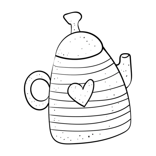Bule Com Padrão Tea Time Padrão Vector Desenhos Animados Colorir — Vetor de Stock