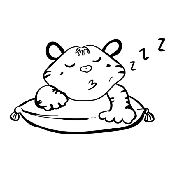 Sommeil Bébé Tigre Illustration Calme Pour Art Vectoriel Clip Enfant — Image vectorielle