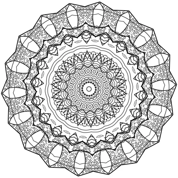 Mandala Art Dessiné Main Dessin Animé Coloriage Illustration Résumé Symbole — Image vectorielle