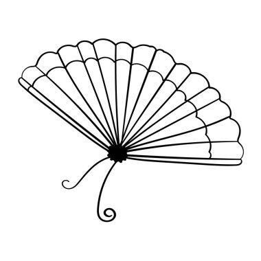 Kadın Vektör Çizgi Filmi İllüstrasyonu için El Fanı Aksesuarı