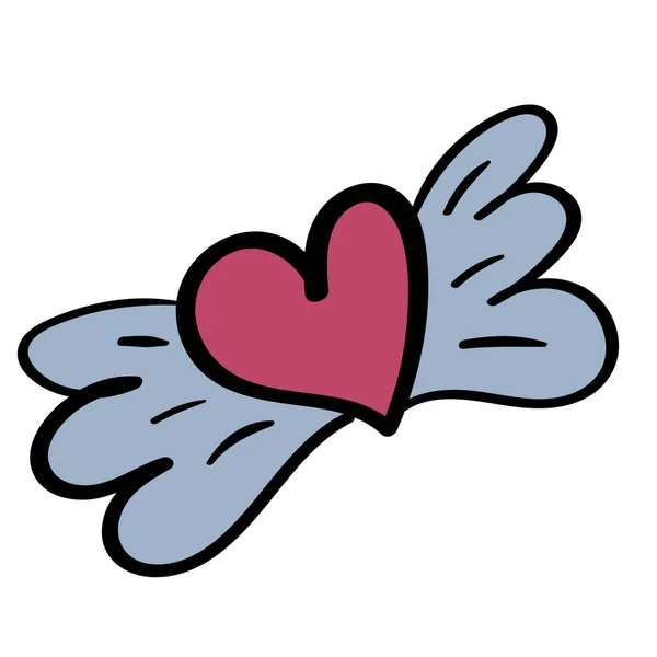 Heart Wings Hand Drawn Vector Illustration — Stock Vector