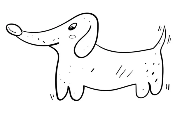 Joy Dachshund Dog Vector Doodle Illustratie Hand Getekend — Stockvector