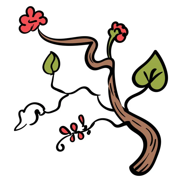 Dekorative Handgezeichnete Kirschblüte Vector Floral — Stockvektor