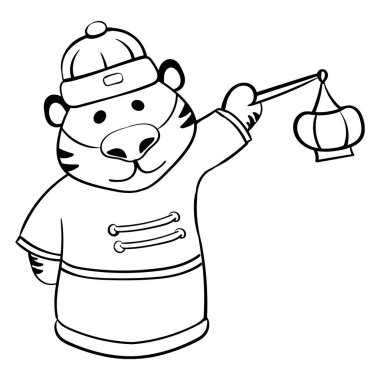 Şirin Kaplan ve Kağıt Fener Doğu Tarzı Vektörü