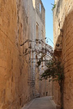 Malta 'nın eski Mdina şehrinde bir sokak.