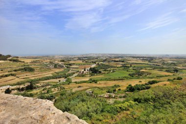 Eski Mdina, Malta 'daki Bastion Meydanı' ndan yüksek açılı manzara