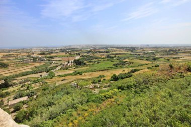 Eski Mdina, Malta 'daki Bastion Meydanı' ndan yüksek açılı manzara