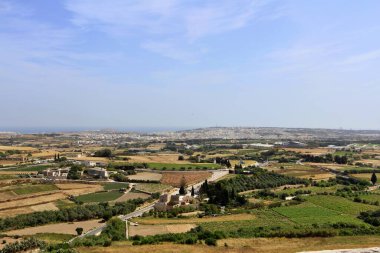 Eski Mdina, Malta 'daki Bastion Meydanı' ndan yüksek açılı manzara