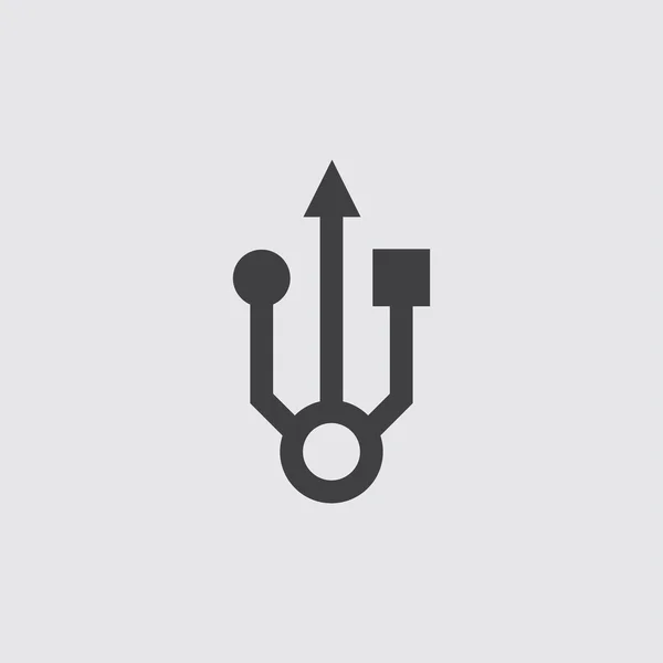 USB ikon, elszigetelt fehér háttér illusztráció — Stock Vector