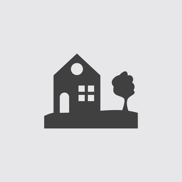 Hus och träd ikon illustration — Stock vektor