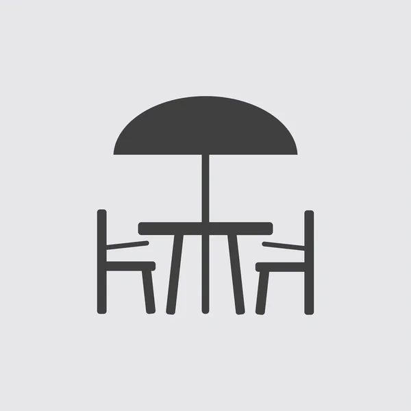 Illustration de table, chaise et parapluie — Image vectorielle