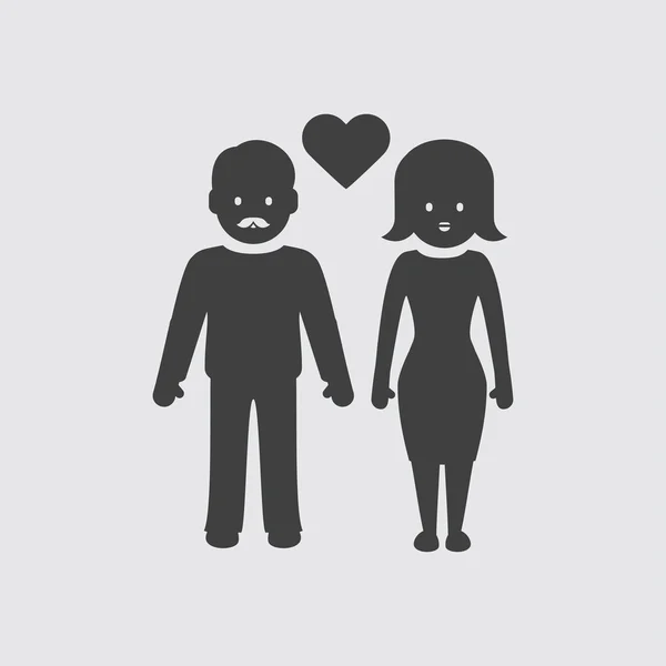 Casal no ícone do amor ilustração — Vetor de Stock