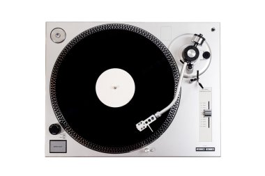 Vinil oyuncu beyaz zemin üzerine