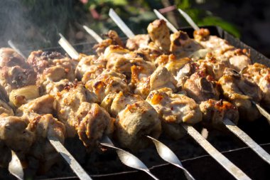 Şiş bir et kebap ızgara ile