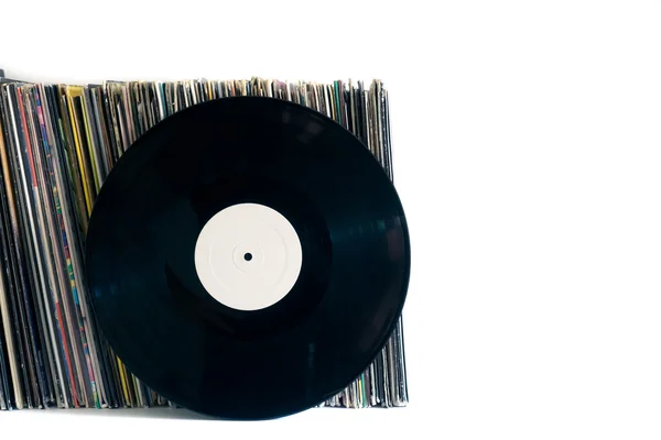 白の背景に白のビニール レコード — ストック写真