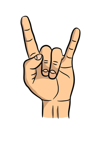 Rock signe de main, chèvre, cornes — Image vectorielle