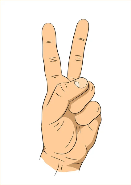 Знак победы двумя пальцами от ладони — стоковый вектор