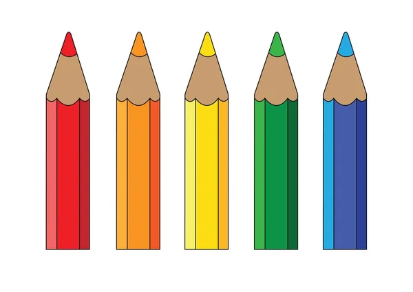 Cinco lápis coloridos — Vetor de Stock