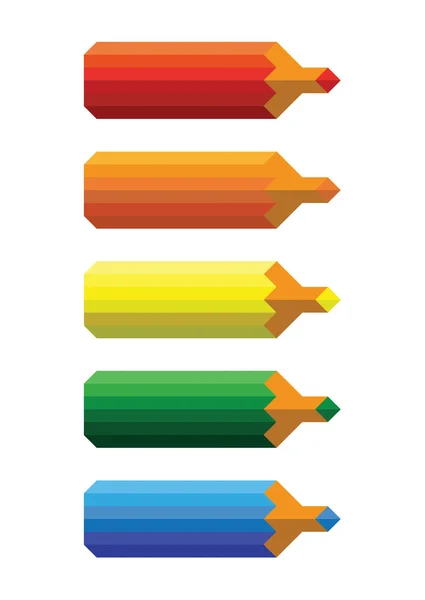 Cinq crayons de couleur — Image vectorielle