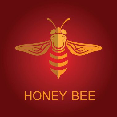 Vektör logosu. Gölgeli altın arı logosu. Yemek şirketi, kuyumcu, bijouterie, eğitim için harika bir logoti..