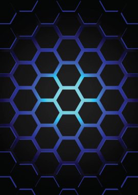 sunumlar için kullanılabilecek mavi bir tanıklığa sahip siyah altıgenler