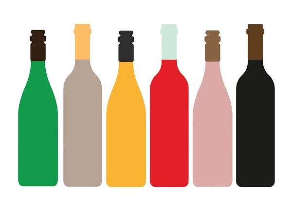 Diferentes Tipos Botellas Vino Sin Etiquetas — Vector de stock