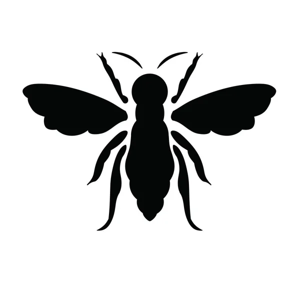 Черный Силуэт Пчелы Белом Фоне — стоковый вектор