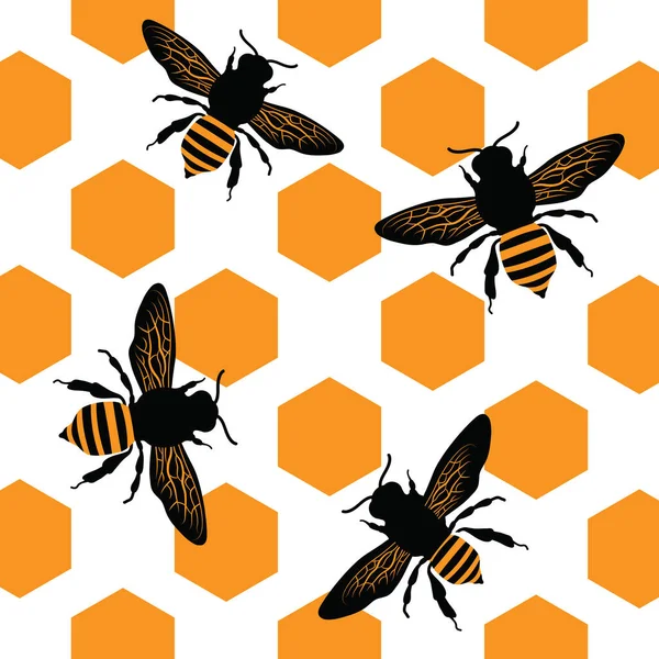 Abejas Sobre Fondo Hexágonos Antecedentes Para Usted Diseño — Archivo Imágenes Vectoriales