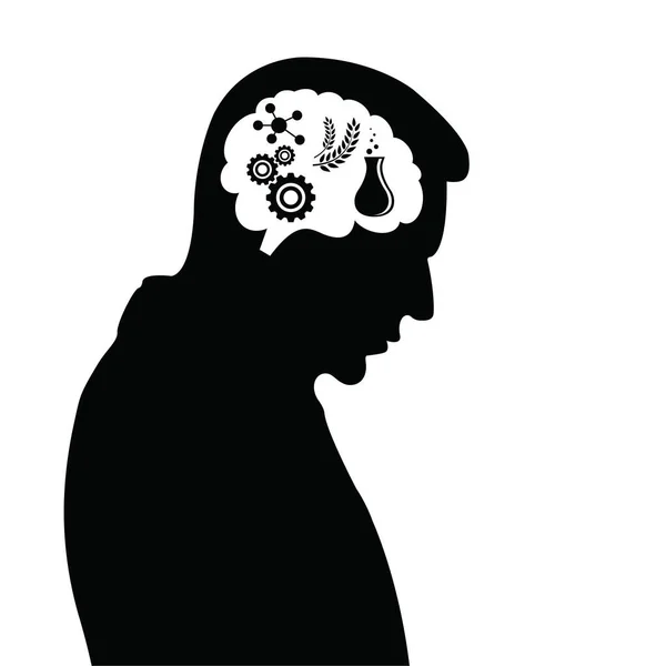 Silhouette Man Who Thinking Task — Stock Vector