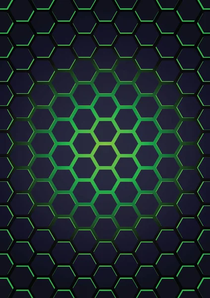 Hexagones Futuristas Color Azul Oscuro Con Retroiluminación Verde Sobre Fondo — Archivo Imágenes Vectoriales