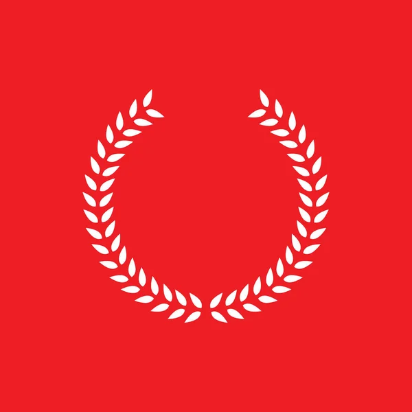 Ikona Wieńca Laurel Biały Płaski Przycisk Czerwonym Tle — Wektor stockowy