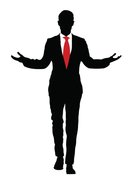 Homme Élégant Avec Cravate Rouge Sur Fond Blanc Les Mains Illustration De Stock